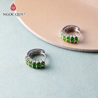 Bông tai bạc đính đá Diopside mẫu NQBT0081 - Ngọc Quý