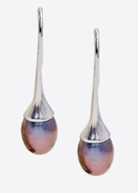 Bông Tai Bạc Hình Chuông Ngọc Trai Đen