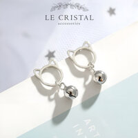 Bông tai bạc LE CRISTAL, khuyên tai mèo lục lạc