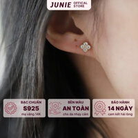 Bông Tai Bạc Mạ Vàng JUNIE Tạo Hình Bông Hoa Bốn Cánh Thanh Lịch Quý Phái Đính Đá Bạc 925 Mạ Vàng E-JOYCE