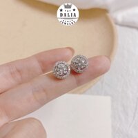 Bông tai bạc nạm đá tròn cho cả nam và nữ mã BT05 DaLiA Jewelry hoa tai bạc đính đá khuyên tai nam sang chảnh