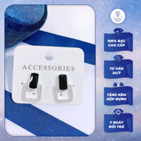 Bông tai Bạc nữ 925 nụ sơn HVJ A105, Khuyên tai nữ bạc nạm đá kèm hộp đựng