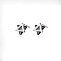 Bông Tai Bạc Nữ Black Stone Triangle