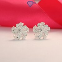 Bông tai bạc nữ đẹp hình bông hoa đính đá BTN0078 Trang Sức TNJ