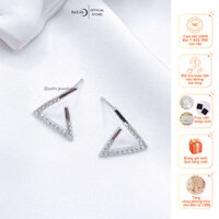 Bông tai bạc nữ đính đá hình tam giác khối hở cá tính năng động SELIN JEWELRY