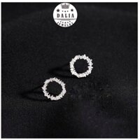 Bông tai bạc nữ đính đá hình tròn viền răng cưa nạm đá mã BT08 DaLiA Jewelry khuyên tai huyền thoại biển xanh, hoa tai