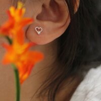 Bông tai bạc nữ hình trái tim mix đá nhỏ dễ thương TheHands BT321