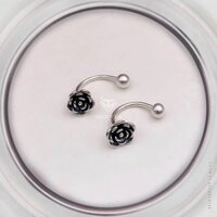 Bông tai bạc nữ hoa hồng chốt bi vặn bạc ta Minh Tâm Jewelry
