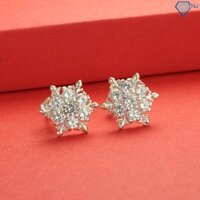 Bông tai bạc nữ hoa tuyết đính đá trắng đẹp BTN0095 Trang Sức TNJ