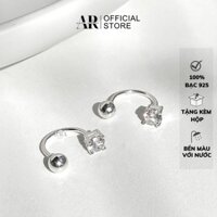 Bông tai bạc nữ khuyên tai nụ đá cong cá tính-KT22