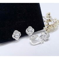 Bông tai bạc nữ MẤM VUÔNG XOÁY HOA, Bạc đẹp An An, thiết kế mới lạ độc đáo, ta ta sáng bóng bền đẹp