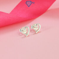 Bông tai bạc nữ trái tim đan chéo xinh xắn TNJ JEWELRY, Khuyên tai bạc 925 chốt đẩy đơn giản BTN0200 - Trang Sức TNJ