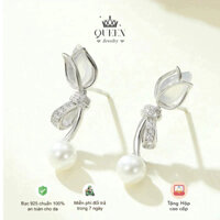 Bông Tai Bạc QUEEN S925 "Hoa Tulip" Đá Zircon sang trọng, phong cách Hàn Quốc S92534