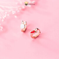 Bông Tai Bạc S925 Khoen Tròn Thỏ Cà Rốt Đáng Yêu Đường Kính 8mm - AMOOI SILVER ABT024