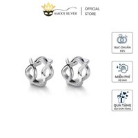 Bông Tai Bạc S925 Khoen Tròn Chữ X Đường Kính 8mm - Amooi Silver AB111