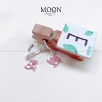 Bông tai bạc trẻ em Moonsilver hình chong chóng đính đá hồng cho bé gái