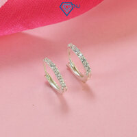 Bông tai bạc tròn chốt bấm cho bé gái đính đá lấp lánh BTT0026 - Trang Sức TNJ