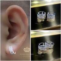 Bông tai bạc tròn nam nữ Hoàng Minh Châu Jewelry KV09, thiết kế thanh lịch chuẩn bạc cao cấp