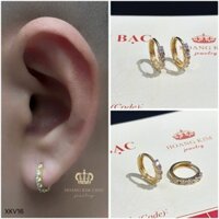 Bông tai bạc tròn xi vàng 18K nam nữ Hoàng Minh Châu Jewelry XKV16-khuyên tai tròn bạc xi vàng 18K