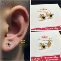Bông tai bạc xi vàng 18K Hoàng Minh Châu Jewelry (XK-08) nam nữ - khuyên tai bạc XI VÀNG 18K