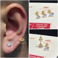Bông tai bạc xi vàng 18K Hoàng Minh Châu Jewelry (XK-13) nam nữ - khuyên tai bạc nam nữ XI VÀNG 18K