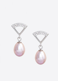 Bông Tai Cánh Quạt Ngọc Trai Hồng Tím