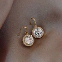 Bông tai cao cấp - móc vàng đá trắng-BT616