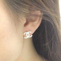Bông tai Chanel bạc cho nữ BT010