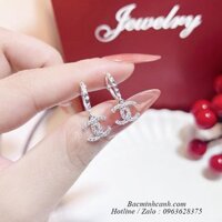 Bông tai chữ X bạc dạng treo BT097