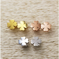 Bông Tai Cỏ 4 Lá Thép Titan Không Han Rỉ TT 0127 - 1 Cặp - Vàng hồng