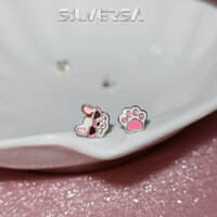 Bông Tai Cún Bulldog Bạc 925 SILVERSA Thiết Kế Dễ Thương, Khuyên Tai Bất Đối Xứng Cute Xinh Độc Lạ Hình Bulldog