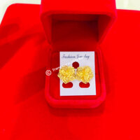 Bông tai cưới kiểu hoa mẫu mới dành cho cô dâu mạ vàng 24k siêu đẹp