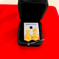 Bông tai cưới kiểu hoa tòn ten mạ vàng 24k dành cho cô dâu