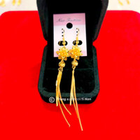 Bông tai cưới mẫu hoa dáng dài mạ vàng 24k dành cho cô dâu