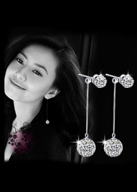 Bông tai dài 2 trái châu BHBT60