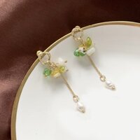 Bông tai dài tòn ten chùm bông tai dạ hội dễ thương phụ kiện trang sức style hàn quốc
