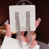 Bông Tai đi tiệc Mạ Bạc 925 Dáng Dài Đính Đá Pha Lê Phối Tua Rua Thời Trang BHBT492 - Mẫu 3.3