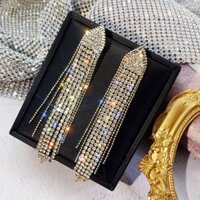 Bông Tai đi tiệc Mạ Bạc 925 Dáng Dài Đính Đá Pha Lê Phối Tua Rua Thời Trang BHBT492 - Mẫu 3.2