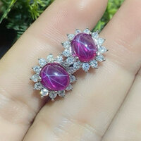 Bông tai đính đá ruby sao sang trọng