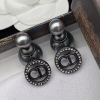 Bông tai đính đen Dior dành cho nữ Hoa tai ngọc trai khuyên tai