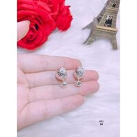 Bông tai Dior bạc phay sáng bóng bạc ta loại nhỏ - Trang sức bạc đẹp hjc
