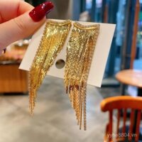 Bông tai Dongdaemun 925 bạc kim mạ vàng, thủ công nặng, tua rua mịn, bông tai cá tính, bông tai cao cấp, giảm cân