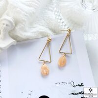 Bông Tai Form Lớn Tâm Giác Đính Đá Màu Cam - Mã BT728