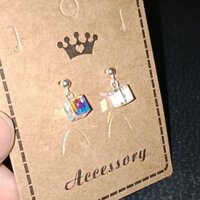 Bông tai handmade bạc và pha lê swarovski vuông lập phương đeo sát tai nhỏ xinh dễ thương hàng cao cấp - Shop Cà Rốt