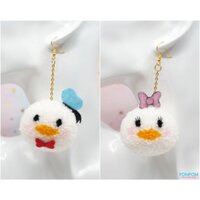 Bông Tai Handmade Vịt Donald & Daisy - Tsum Tsum - Disney - Móc Khóa Pompom