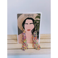 Bông tai hạt thuỷ tinh HAI DÂY dây xoắn - khuyên tai handmade phong cách dễ thương TT001 / TT002