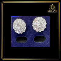 Bông tai hình hoa đại lộc nhiều cánh đính đá CZ quý phái - BT0F0015 | Kim Anh Moissanite