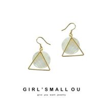 Bông tai hình tam giác đính hạt tròn BT112