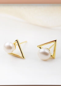 Bông tai hình tam giác đính hạt BT86 - Vàng