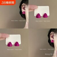 Bông tai hình tam giác sơn mài cao cấp Pháp, bột mousse mâm xôi, sáng bóng, thiết kế tinh tế, bông tai đinh tán thanh lịch